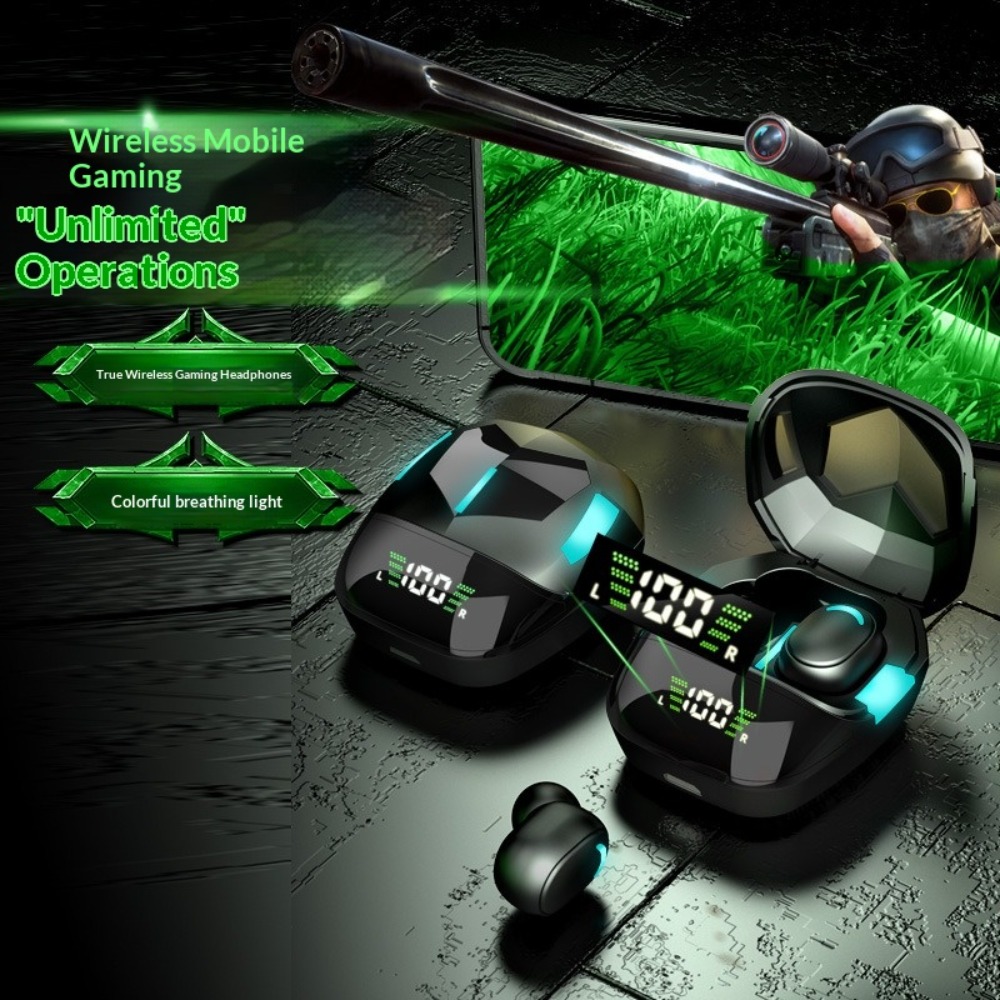 Esports Gaming Phone - ชุดหูฟังบลูทูธ แสดงระดับแบตเตอรี่ ลดเสียงรบกวน อายุการใช้งานแบตเตอรี่ยาวนานเป็นพิเศษ TWS เกมมิ่ง